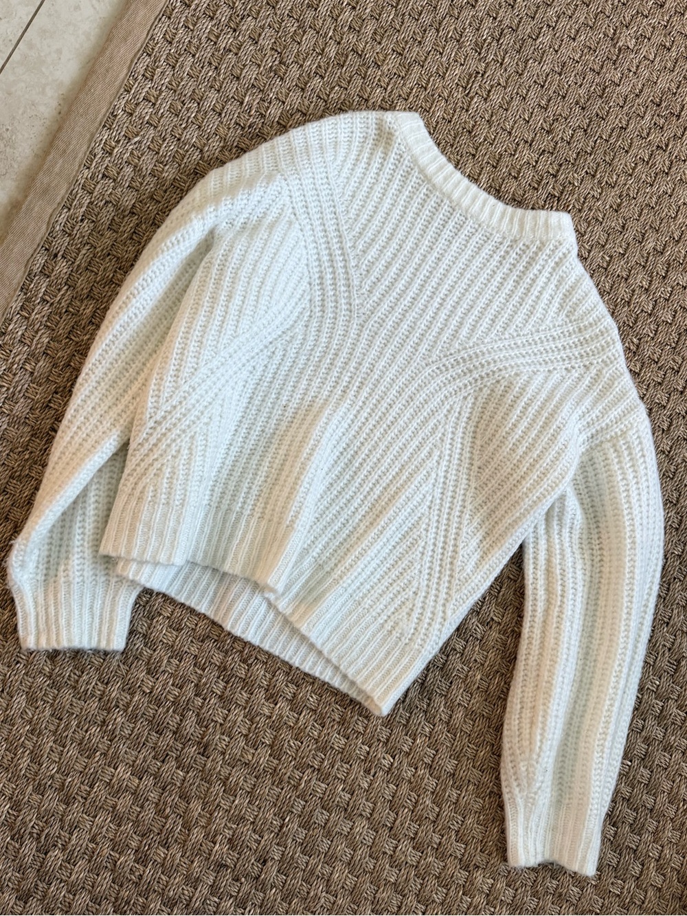 a new day Cream Ribbed Chunky Crewneck Sweater